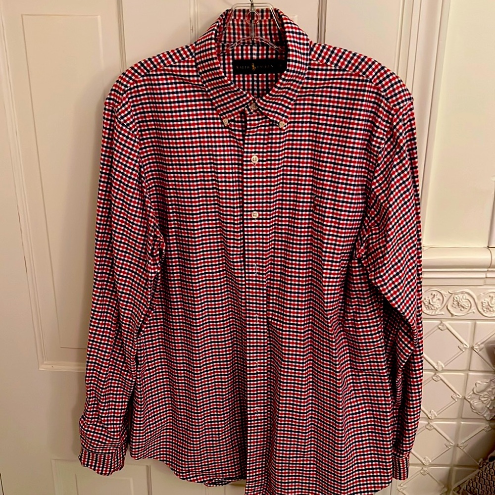 EUC Ralph Lauren red,white snd blue checked shirt